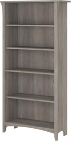 Bush Furniture Salinas 5 Shelf Bookcase in Driftwood Gray, Tall Bookshelf, Large Book Shelf for Living Room, Home Office, or Entryway