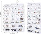 Hanging Jewelry Organizer with 50 Transparent Pockets, 360° Rotating Hanger & Secure Zipper Closure - Foldable Double Sided Jewelry Storage Bag for Earrings, Rings, Necklaces, Bracelets (White)