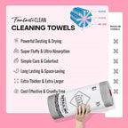 Fantasticlean XL Tear-Away Microfiber Cleaning Cloth Roll, 16'' by 16''- 36 Sheets, Thick & Large Detailing Towels, Ultra Absorbent, Lint-Free Reusable Wipes for Home, Car or Outdoor (Glossy Grey)