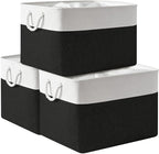 TheWarmHome Organization and Storage for Shelves - Extra Jumbo 3 Pack 20.5x15.7x13.8 inch Fabric Storage Basket for Organizing, Storage Bins for Shoes Towel Blanket (White & Black)