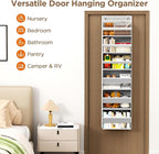 Over The Door Organizer, 6 Shelf Door Organizer Hanging with 6 Large Capacity Pockets, Over The Door Storage Hanging Shelves for Closet Wall Bathroom Closet Bedroom Nursery