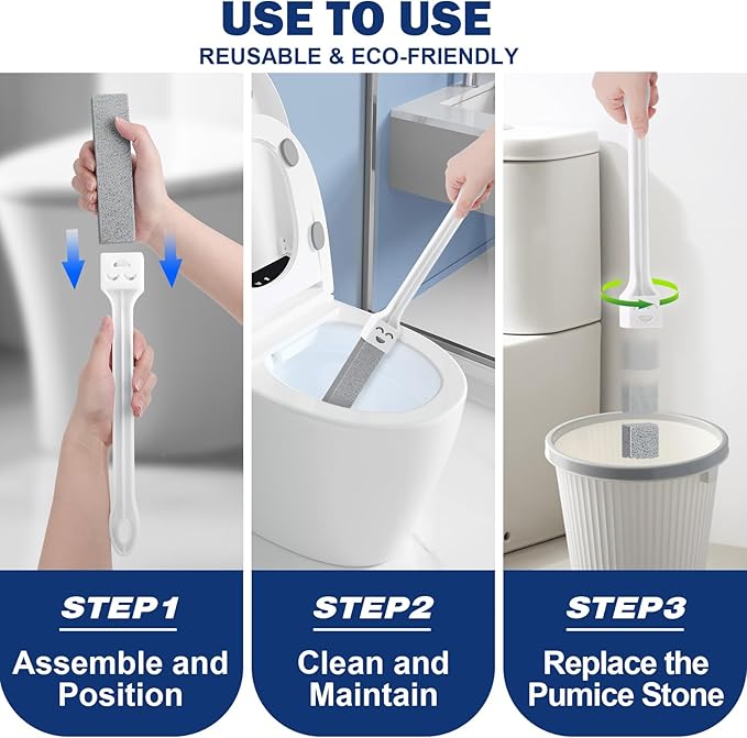 Navona 12 Pack Pumice Stone Toilet Bowl Cleaner with Extra Long Handle, Pumice Stone Scouring Stick for Toilets, Bathrooms, Kitchens, Spas and Pools