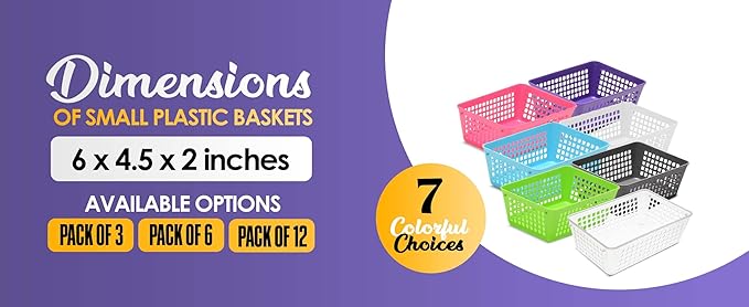 YBM HOME 12-Pack Small Plastic Storage Baskets for Home Junk Drawers and Office Desktop Drawers Organization - Functional Trays for Kitchen, Bedroom, and Bathroom, Purple
