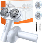 TORRAS Dual-Head Fabric Shaver, Longest Durability & 50ml Large Capacity Rechargeable Lint Removers to Remove Pills, 6-Leaf Blades Defuzzer, Electric Shaver for Clothes Couch Furniture, Pearl White