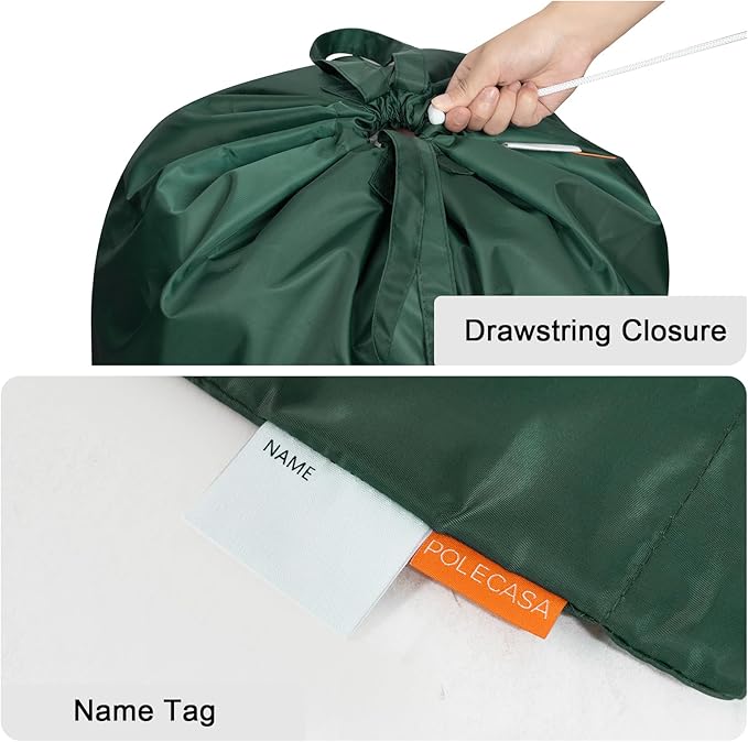 Polecasa Heavy Duty Large Laundry Bag with 130gsm Tear Resistant Fabric and Handles, Easy to Carry Durable Dirty Clothes Drawstring Bag, Perfect for College Dorm,Travel, 28”x36”,Green