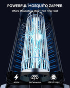Minimoon Bug Zapper Outdoor 4000V Powerful Electric Mosquito Zapper, 15w Fly Trap Outdoor, IPX4, Corded Fly Zapper for Indoor, Yard, Backyard, Patio, Camping (Black with LED Lighting)