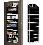Over The Door Organizer Closet,5 Bins 10 Side Pockets,Hanging Organizer,Anti Tilt 44 lbs Load Door Organizers and Storage with Clear Window for Bedroom,Nursery,Rv,Bathroom,Camper(Pure Black)
