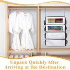 Suitcase Organizer, Carry on Closet Luggage Organizers Accessories for Travel, Foldable and Hangable Portable Hanging Travel Shelves with a Shoulder Strap to Use As a Travel Backpack Large, White