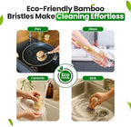 Clean & Kind Gift Set – Premium 6-Piece Eco-Friendly Bamboo Kitchen Brush Set with Natural Bristles & Wooden Handles