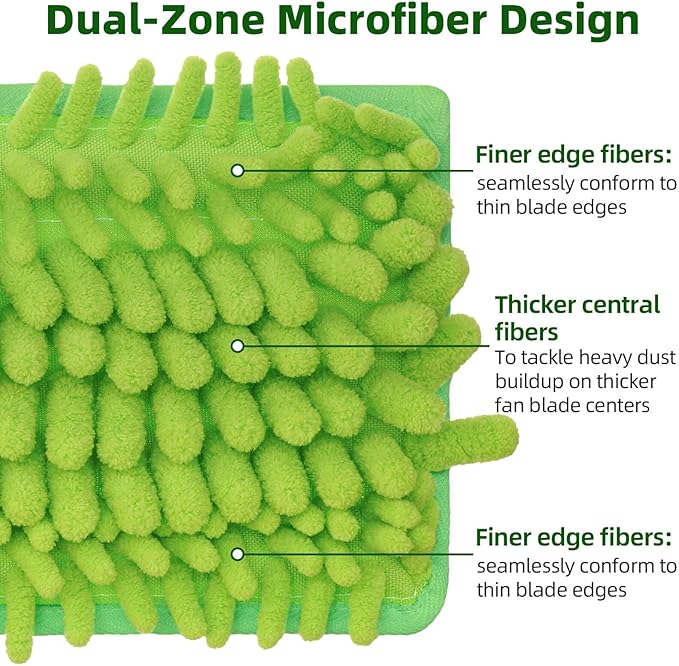 Ceiling Fan Cleaner Duster with 6 Ft/72'' Extension Pole High Ceiling Fan Blade Cleaning Tool Microfiber Duster Reusable Pads for Cleaning Ceiling Fan, Baseboard, Blind, Cobweb, Molding