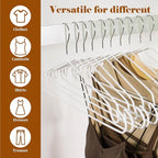 Clothes Hangers 50Pack,White Metal Hangers,15.7'W Space-Saving Shirt Hanger,Non-Slip Heavy Duty Hanger with Deep Shoulder Notches for Dress and Camisole