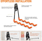Heavy Duty Garage Hooks 4 Pack, 7.7 inch Wave Long Hanger, Wall Mounted Storage System, Power and Garden Tool Organizer, for Hanging Ladders, Bikes, Hose, Bulk Items and More