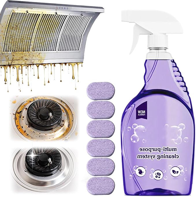 Fliwos Spray Oven Cleaner, 2026 Upgraded All-Purpose Spray Cleaner with Concentrated Cleaning Tablets, Multi-Surface Cleaning Spray for Oven, Grill, Kitchen, Bathroom and Home (1 Bottle+6 Pcs)