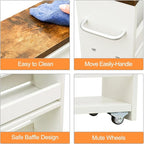 TEAMIX 4 Tier White Slim Storage Cart with Handle, Slide Out Storage Rolling Utility Cart Mobile Shelving Unit Organizer Trolley for Small Spaces Kitchen Laundry Narrow Places