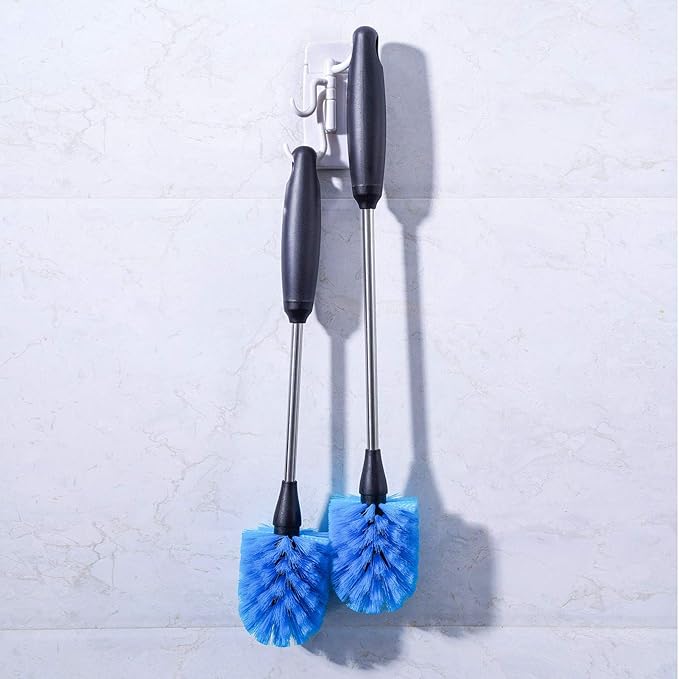 Stainless Steel Bottle Brush with Replaceable Head, Long Handle Scrub Brush for Water Bottles, Glasswares, Mugs, Flasks, Tumblers, Vases, and Kitchen Sink, 2 Pack, 13 in