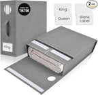 2 Pack Bed Sheet Organizer and Storage, Foldable Storage Organizer for Linen Closet with Viewing Window & Label for Bedding Sheets & Blankets (Queen & King Size) Gray