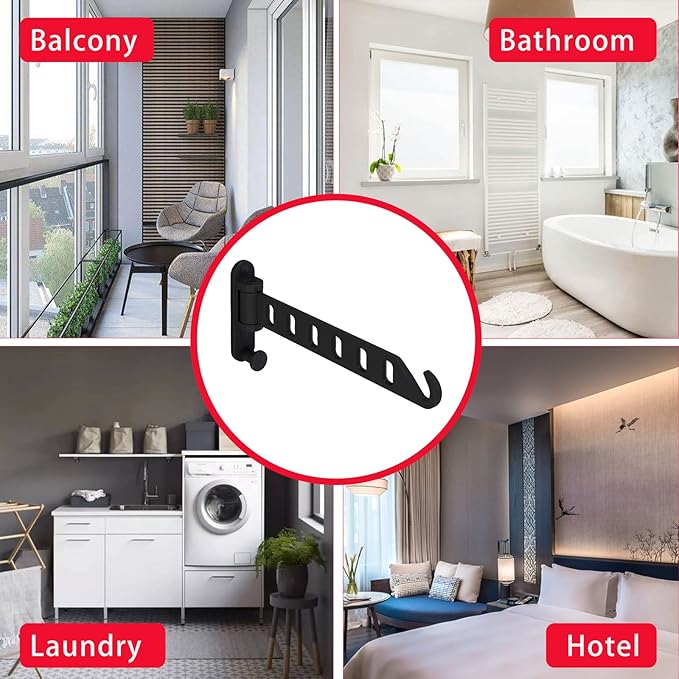 JOOM Laundry Drying Rack Wall Mounted Clothes Drying Rack Clothes Hanger Black