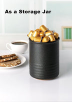 Utensil Holder, 6.7" Ceramic Kitchen Utensil Crock for Countertop Cooking, Modern Utensil Caddy Jar Organizer for Farmhouse Kitchen Counter Décor, Textured Black