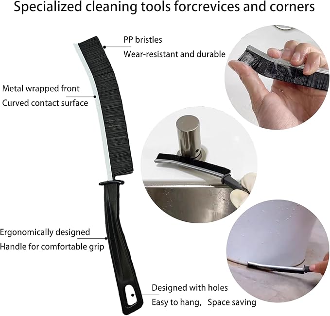 7 Pcs Multi-Purpose Crevice Cleaning Brush Tool for Stubborn Kitchen Grease Stains, Bathroom Crevices, Window Gutters, Tiles and Faucets