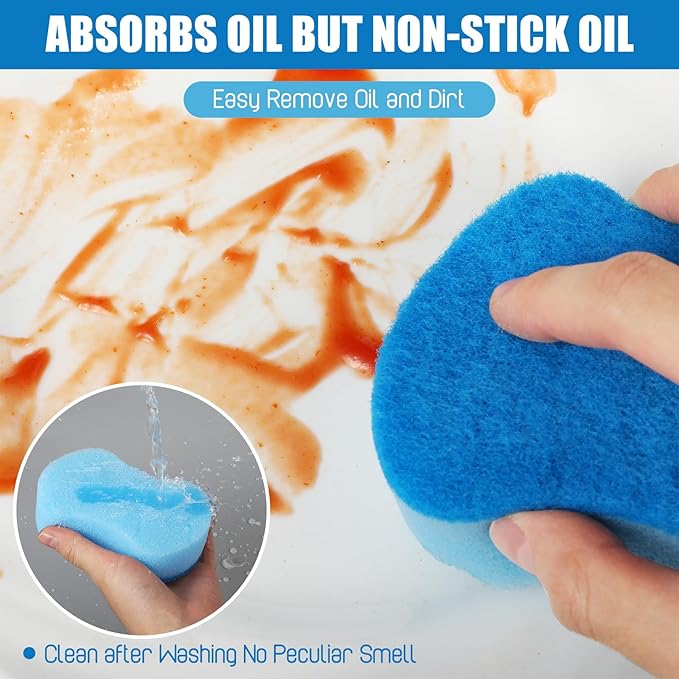 Tanlade 60 Pcs Individually Wrapped Sponges Kitchen Bulk Non Scratch Scouring Sponges for Dishes Household Cleaning Travel Apartments Hotel Car (Blue)