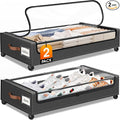 SpaceHacks Under Bed Storage with Wheels 2Pack Storage Containers with Clear Window&Label Under Bed Drawers Rolling Under Bed Storage for Clothes,Shoes, Blankets (30.71 x 16.93 x 6.69 in, Dark Grey)