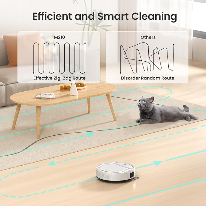 Lefant Robot Vacuum Cleaner, Strong Suction, 120 Mins Runtime, Slim, Low Noise, Automatic Self-Charging, Wi-Fi/App/Alexa Control, Ideal for Pet Hair Hard Floor and Daily Cleaning, M210
