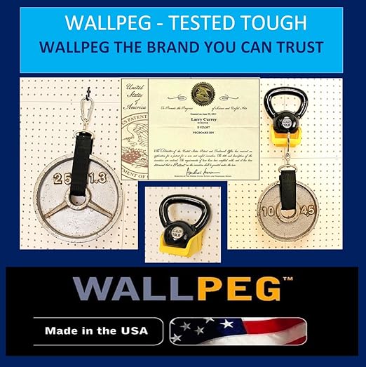 WallPeg Pegboard Wall Organizer (PK-160) - Garden Tools Storage - Hand Tool Organizer - Pegboard Bins for Parts Storage and Organization - Locking Pegboard Hooks