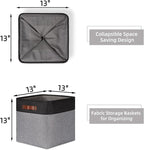 HNZIGE 13x13x13 Storage Baskets (4 Pack) Large Fabric Storage Cubes for Shelves, Storage Cube Bins for Gift with Leather Handles for Home, Kids Room, Closet (White&Black)