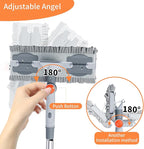 6.4FT Extendable 2-in-1 Window Squeegee & Scrubber with Long Handle, 180° Adjustable Head, Streak-Free Silicone Blade, Multi-Purpose Glass Cleaning Tool for High Windows, Mirrors & Car Windshields