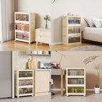 3 Tier Stackable Plastic Storage Bins with Lids 58QT, Collapsible Closet Organizers and Storage with Wheels for Living Room,Office,Dorm