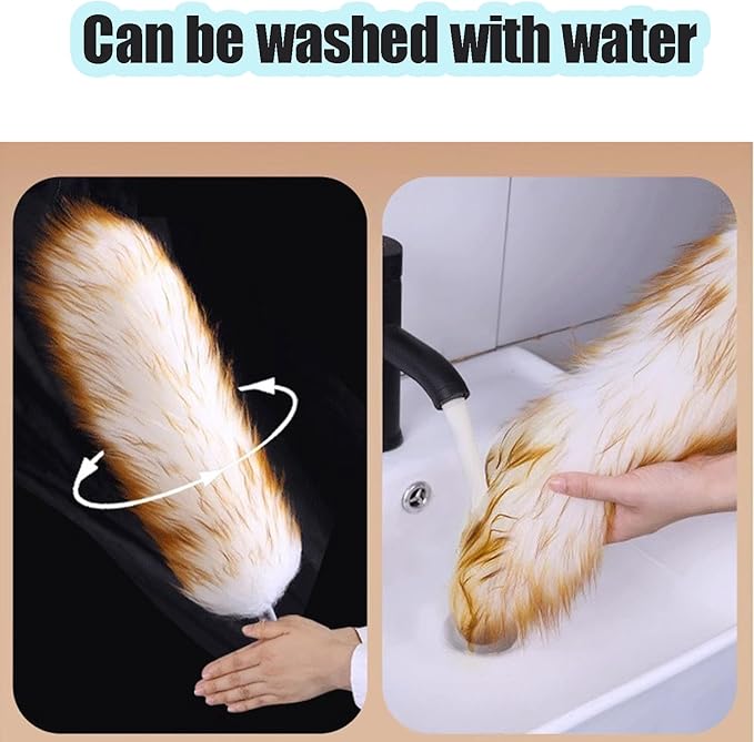 Lambswool Feather Duster with Extension Pole up to 97inch,Extendable Feather Duster Used for Cleaning High Ceiling Fan, High Ceilings,Furniture,Hard to Reach Areas