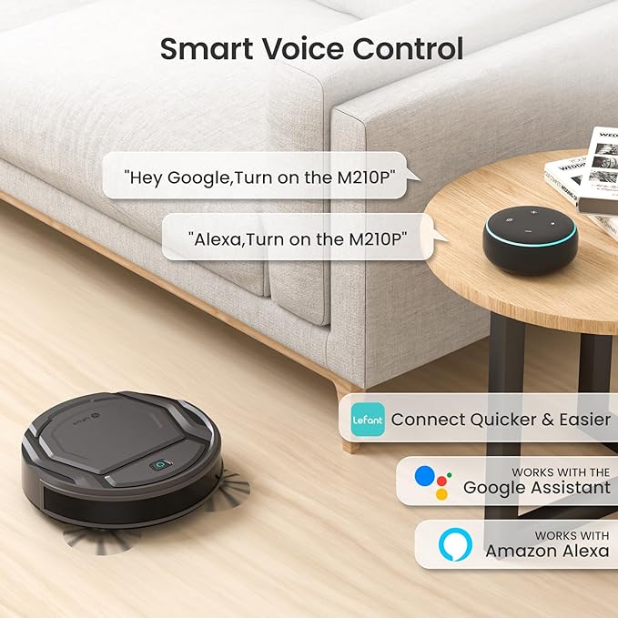 Lefant M210P Robot Vacuum, Powerful Suction, Quiet, Ultra-Slim, 120 Mins Runtime, Self-Charging Robotic Vacuum Cleaner, WiFi/App/Alexa Control, Ideal for Pet Hair & Hard Floors