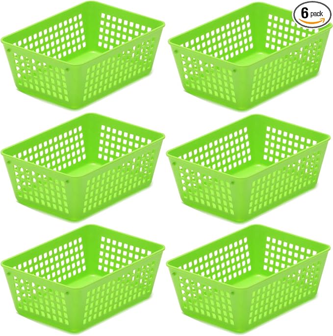 YBM HOME 6-Pack Small Plastic Storage Baskets for Home Junk Drawers and Office Desktop Drawers Organization - Functional Trays for Kitchen, Bedroom, and Bathroom, Green