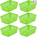 YBM HOME 6-Pack Small Plastic Storage Baskets for Home Junk Drawers and Office Desktop Drawers Organization - Functional Trays for Kitchen, Bedroom, and Bathroom, Green