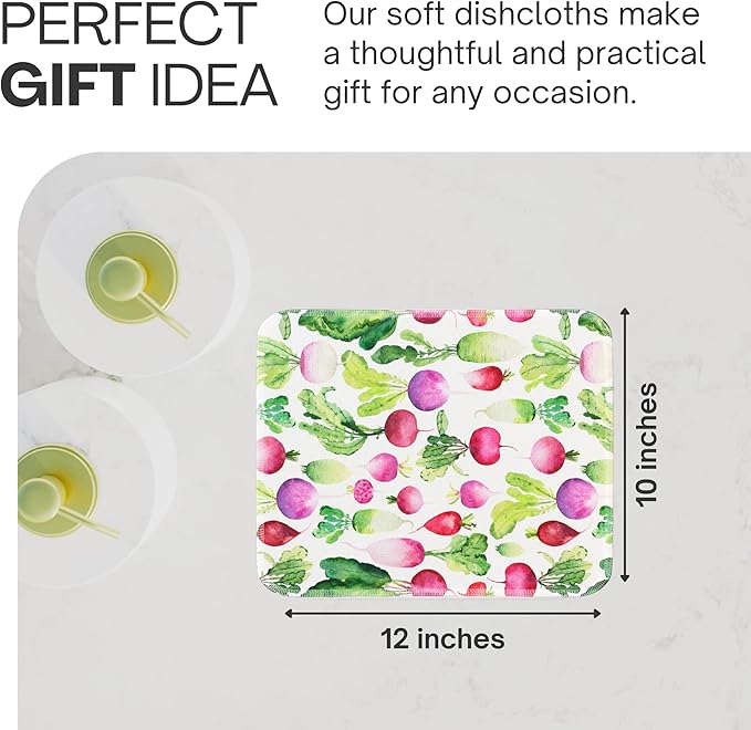 Reusable Paper Towels (12"x10”) - Soft Absorbent 100% Cloth Paper Towels-Washable Paper Towels Rolls w/Cardboard Roll-Reusable Napkins Washable-Dish Cloths (Summer Radish, 12x10inch)