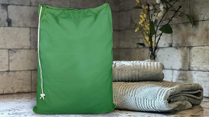 Urban Villa Laundry Bag Canvas|Dirty Clothes Travel Laundry Bag|Machine Washable|Reusable College Hostel Hamper Liner Bag for Garments Delicates Drawstring Closure 4 Pack Green Color|Size 28X36 Inches