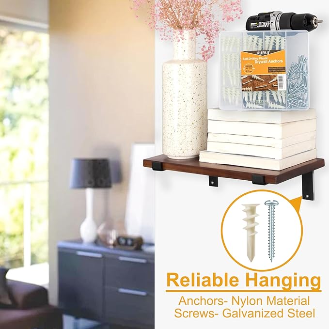 KURUI Wall Hanging Kit for Wall Art Decor Frame Curtain Rods, 140Pcs Heavy Duty Drywall Anchors Substitute Picture Hanging Nails, 70 Dry Wall Anchor and 70 8 x 1-1/4'' Screws, 75Lb Picture Hangers