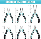 SHALL Mini Pliers Set, 6-Piece Small Pliers Tool Set Includes Needle Nose, Long Nose, Bent Nose, Diagonal, End Cutting and Linesman for Making Crafts, Electronic Repairing & Jewelry with Pouch