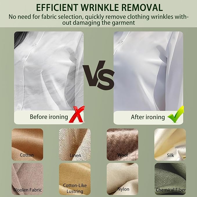 Travel Steam Iron, 180 °Rotating Handle Foldable Hanging Ironing Machine, Portable Mini Dual-Purpose Steam Iron for Both Dry and Wet Use, Essential for School Dormitories & Business Trips (Green)