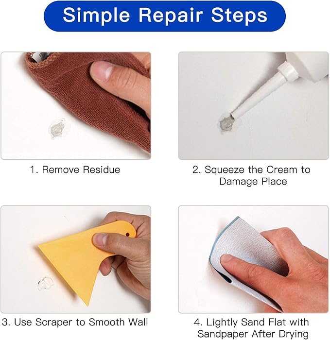 SEISSO Drywall Repair Kit, 500 g Wall Mending Agent- 2 Pack, Wall Spackle Repair Kit with Scraper, Patch for Wall Hole Filler, White Spackle Wall Repair Paste, Plaster Dent