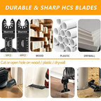 58Pcs Oscillating Tool Blades Kit, Titanium Extra Long& Wide Multitool Saw Blades for Metal Wood Nails Drywall Cutting, Compatible with Dewalt, Dremel, Fein, Milwaukee, Craftsman, Ryobi