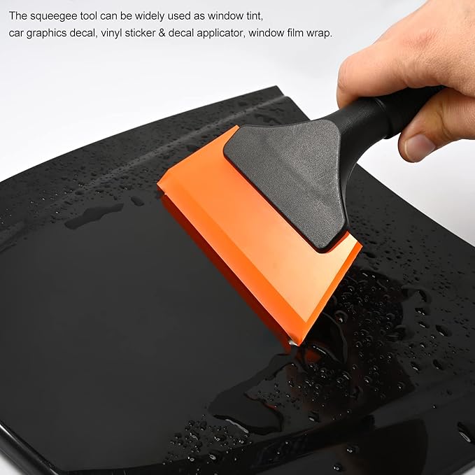 EHDIS Small Squeegee 5 inch Rubber Window Tint Windshield Scraper for Car,Glass, Mirror, Shower, Door,Bathroom Cleaning(Orange)
