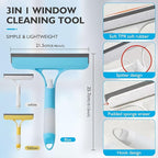 3 in 1 Spray Window Squeegee Cleaner Scraper, WindowSqueegee with Brush and Built-in Spray BottleAll-Purpose Shower Glass, Mirrors, Car, Home Window Cleaner Tool (White)
