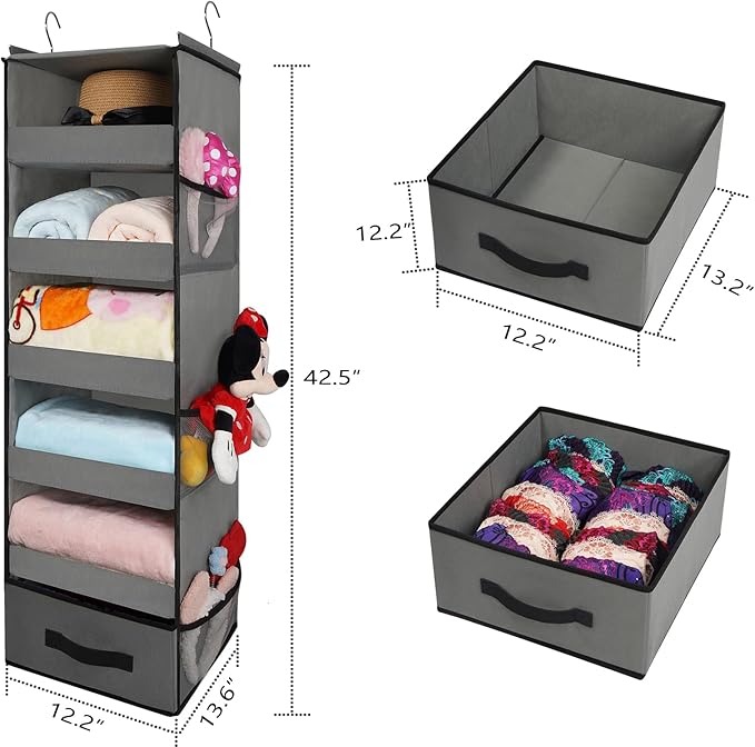 VICTORICH All-IN-ONE Over the Door Organizer, Super Behind the Door Storage Organizer with Door Rack and Large Clear Windows, Wall File Organizer, Hanging Organizer (Big Mesh Grey)