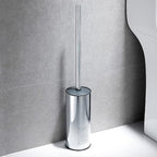 Freestanding Toilet Brush Holder for bathrooms 304 Stainless Steel Toilet Brush Stand Round Storage and Organization Rust Resistant 18-inch high Polished Chrome Finished