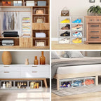 5 Pack X-Large Acrylic Shoe Box Size 14, Clear Sneaker Shoe Display Case Transparent Stackable Storage Box Purse Handbag Organizer, Figure Collectibles Showcase, Fit Underbed, Closet, Bathroom