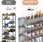 LANTEFUL 10 Tiers Shoe Rack 50 Pairs Large Capacity Tall Shoe Organizer Sturdy Shoe Storage with Two Hooks Space Saving Metal Wide Shoe Rack for Closet, Entryway, Bedroom, Grey