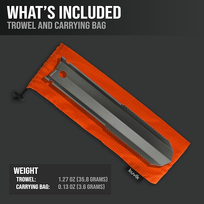 Kuvik Titanium Trowel - Ultralight and Compact Shovel for Backpacking, Camping, and Survival