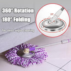 Spin Mop Replacement Mop Handle, 49-inch 360 Degrees Rotating Telescopic Replacement Mop Stick with Stainless Steel Disc for Spin Mop Bucket Cleaning System (Stainless Steel Disc, Purple)