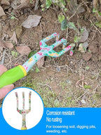 Pruning Shears, Large Soil Shovel, Dirt Rake, Gardening Daily Loosening and Pruning, Non-Slip and Durable, Gift for Men and Women(Gardening Tools Aluminum Set)(Lime Green Flower 3 PCS Tool)